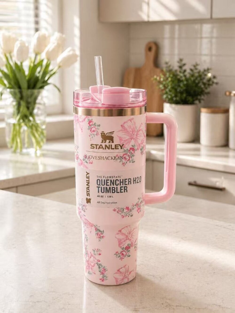 Stanley Love Shack Fancy Floral Powder 40 OZ Quencher with BoxStanley Love Shack